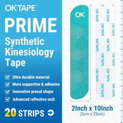 OK TAPE Synthetic Kinesiology Tape, 20 Strips Precut K Tape, Waterproof, Elastic Athletic Tape for Pain Relief & Muscle Support, Reflective Design, 2" x 10" -Purple