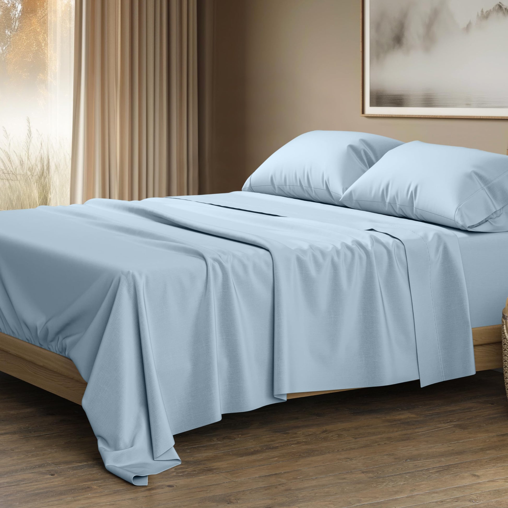 THREAD SPREAD 100% Egyptian Cotton King Size Sheets Set - Luxury 1500 Thread Count Egyptian Cotton Sheets King Size, Silky Soft, Cooling, Sateen Weave 17" Deep Pocket Bed Set - White