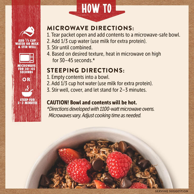 Kodiak Cakes Instant Oatmeal Packets - High Protein - 100% Whole Grains Breakfast Food - Chocolate Chip (36 Packets)
