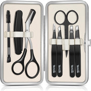 TsMADDTs Tweezers for Women Facial Hair, 8 in 1 Eyebrow Kit with Tweezers, Eyebrow Trimmer Scissors, Razor, Brush with Travel Bag, Hair Plucking Daily Beauty Tools