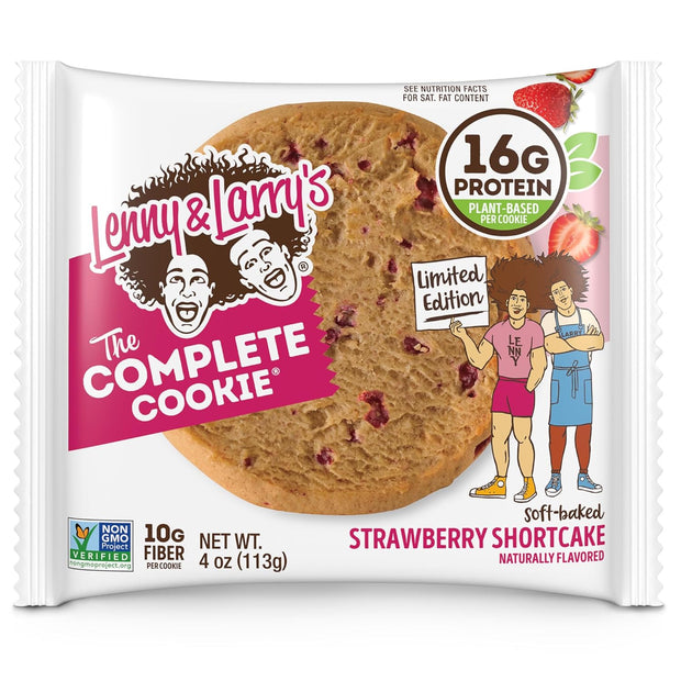 Lenny & Larry's The Complete Cookie, Strawberry Shortcake Limited Edition, Soft Baked, 16g Plant Protein, Vegan, Non-GMO, 4 Ounce (Pack of 12)