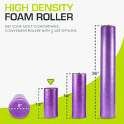 ProsourceFit High Density Foam Rollers 12 - inches Long, Firm Full Body Athletic Massage Tool for Back Stretching, Yoga, Pilates, Post Workout Muscle Recuperation, Black/Green