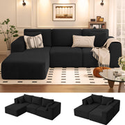 KINGYES Modular Sectional Sofa, 107'' Cloud Couch for Living Room, L Shaped Modern Sectional Sofa with Chaise for Bedroom, Grey