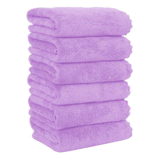 MOONQUEEN 6 Pack Premium Hand Towels - Quick Drying - Microfiber Coral Velvet Highly Absorbent Towels - Multipurpose Use as Hotel, Bathroom, Shower, Spa, Hand Towel 16 x 28 inches (Gray)