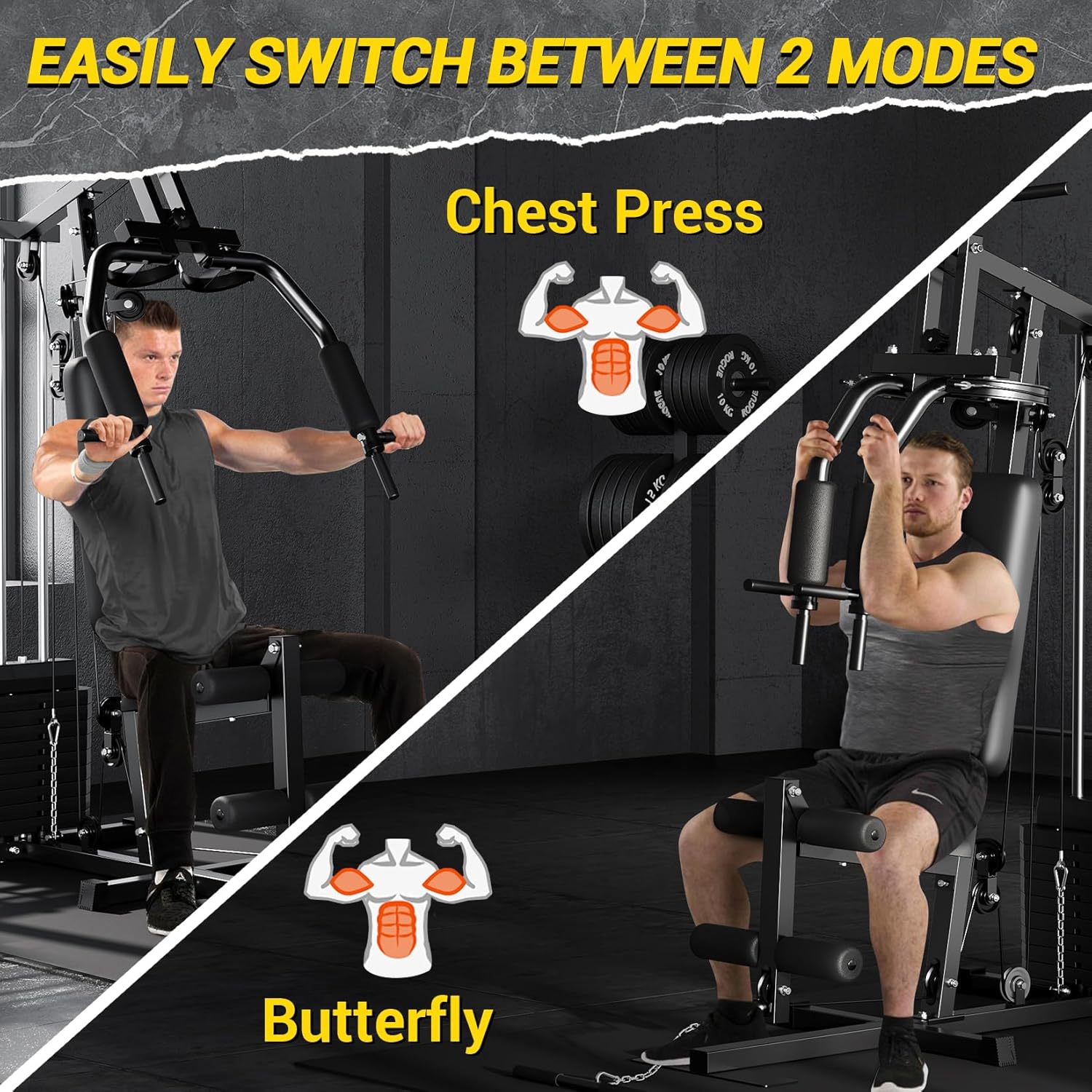 Home Gym Equipment Machine, Full Body Workout Machine with 150LBS Weight Stack, Multifunctional All in One Exercise Station with Preacher Curl Pad, Leg Developer for Strength Training