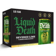 Liquid Death, Severed Lime, Lime-Flavored Sparkling Water, 12-Pack (12oz Cans), Low Calorie & No Artificial Sweeteners