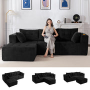 MAXYOYO Modular Sectional Sofa Couch, L Shaped Modern Cloud Couch with 1 Ottoman, Sofa in A Box, Tufted 4-Seat Boneless Sleeper Chair for Living Room, No Assembly Required, Orange