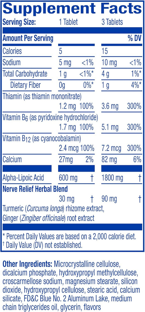 Nervive Nerve Relief, Reduces Occasional Nerve Discomfort in as Little as 7 Days, Stabbing/Pins and Needles, Burning in Hands and Feet*†, Alpha Lipoic Acid, B Vitamins, Turmeric, Ginger, 30 Tablets
