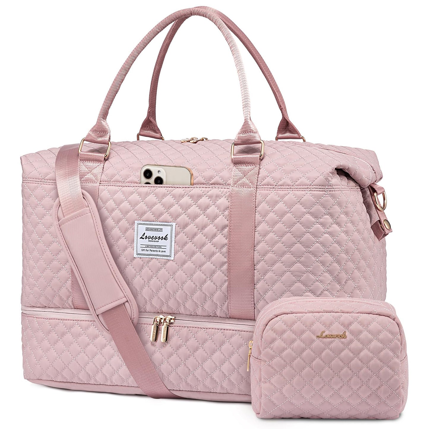LOVEVOOK Travel Duffle Bag,Weekender Bags for Women with Shoe Compartment，Carry on Overnight Bag with Toiletry Bag,Gym Duffel Bag with Wet Pocket, Hospital Bags for Labor and Delivery