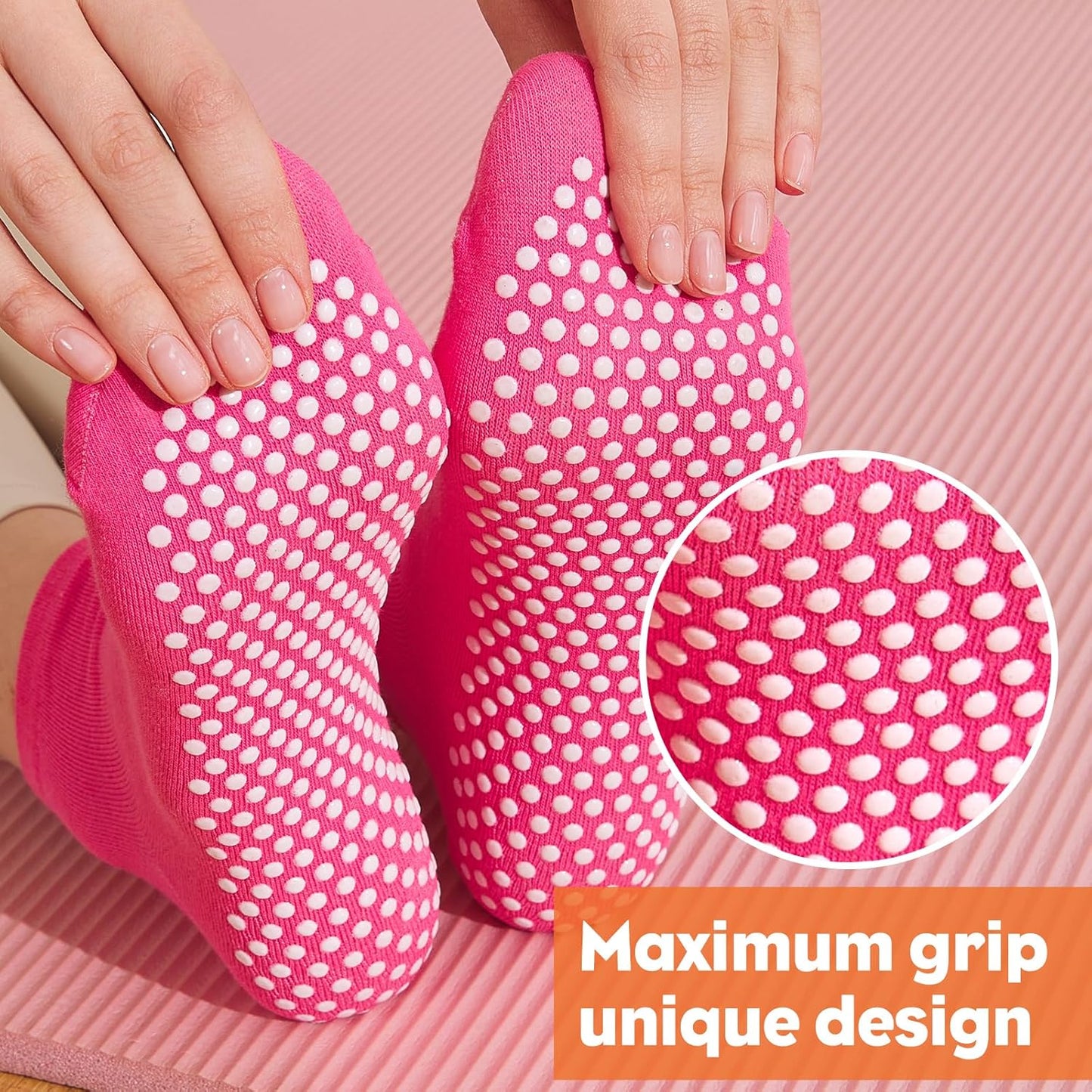 Pilates Grip Socks for Women Men Cute Non Slip Grippy Socks Woman for Yoga Barre Trampoline Hospital