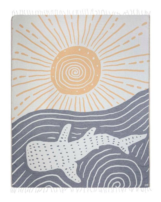 Sand Cloud Turkish Beach Towel - Sand Free - 100% Organic Turkish Cotton Yarn - Quick Dry Towel for Beach, Picnic, Blanket or Bath Towel - As Seen on Shark Tank - Marine Life (Whale Shark)