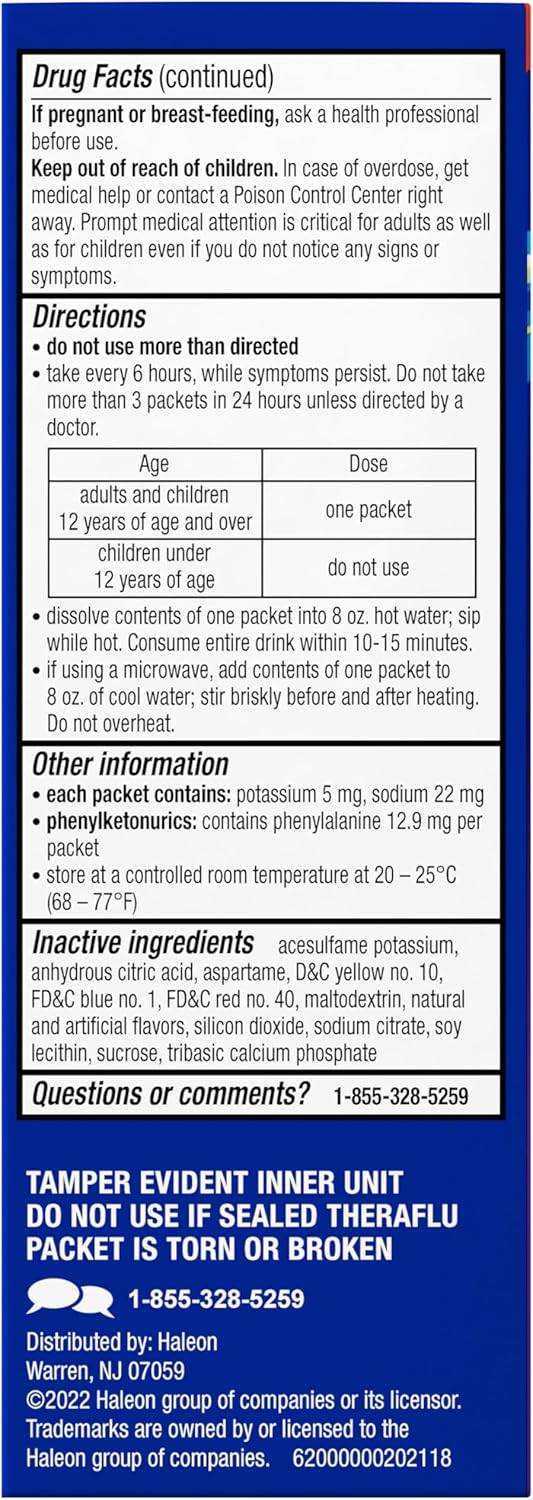 Theraflu Max Strength Daytime Flu Symptom Relief, Honey and Elderberry Syrup, 8.3 Fl Oz and Nighttime Flu Symptom Relief, Honey Lemon Flavor - 6 Count