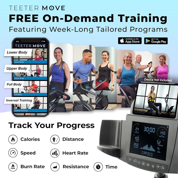 Teeter FreeStep Recumbent Cross Trainer Stepper, Zero-Impact Exercise Bike Alternative w/Patented Physical Therapy Stride, Up to 350lb, Free App w/Trainer Workouts