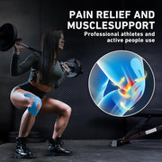 PreCut Kinesiology Tape for Knees, 12 PCS Waterproof KTQUICK Knee Tape for Knee Pain Relief Pre Cut, Original Cotton Athletic Knee Tape, Waterproof & Hypoallergenic Latex-Free for Sports (Black)