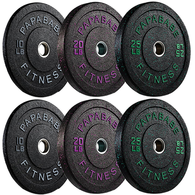 Papababe Weight Plates, 2-Inch Weights Plates Set, Floor Protective Rubber Weight Plates, 10-600lbs Bumper Plates for Barbell Strength Training & Weightlifting (Single/Pair/Full Set)