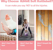 RUNWE Soft Kettlebell - Weight Options for 25, 20, 15, 10 and 5 LB Strength Training Kettlebells Weight Iron Sand Filled Shock-Proof Hand Weights for Women Men or Children