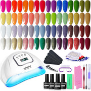 JODSONE 36 Pieces Gel Nail Polish Set U V Light Nail Drill Beginner Set Glossy Surface Easy To Apply Matte Texture All-In-One Manicure Kit