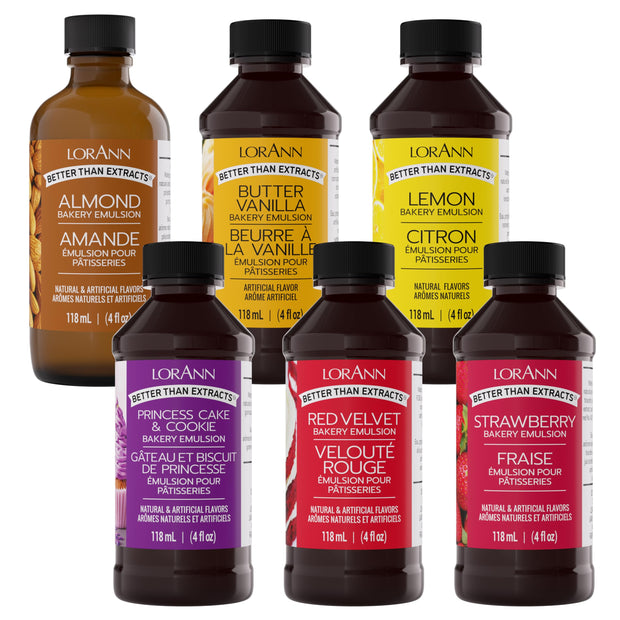 Lorann Oils Variety Bakery Emulsion: Multiple Flavors, Perfect for Enhancing Baking Variety in Cakes, Cookies & Desserts, Gluten-Free, Keto-Friendly, Baking Essential for Your Kitchen, 4oz per Bottle