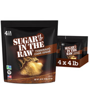 Sugar In The Raw Granulated Turbinado Cane Sugar, No erythritol, Pure Natural Sweetener, Hot & Cold Drinks, Coffee, Cooking, Baking, Vegan, Gluten-Free, Non-GMO, Bulk Sugar, 4lb Bag (1-Pack)
