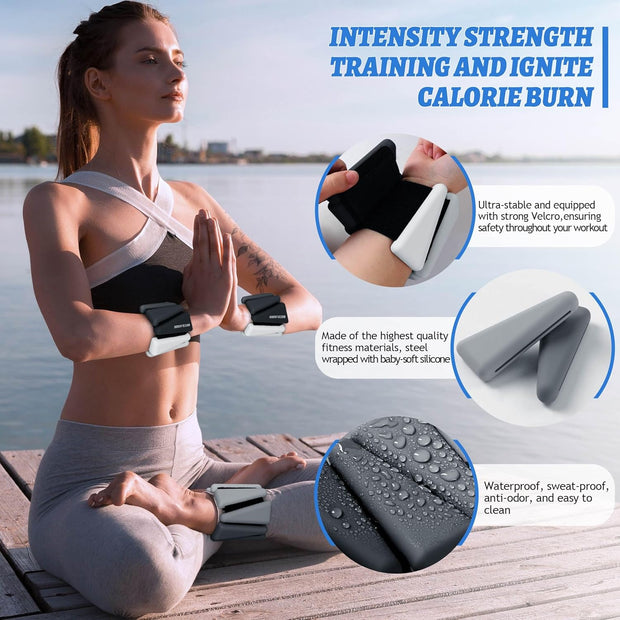 Wrist Weights for Women At Home Ankle Weights Set of 2 (1 lb /2 Lbs Each) Adjustable Weighted Wristbands Arm Leg Weights for Women Men Suitable for Walking Swimming Running Pilates Yoga Gym