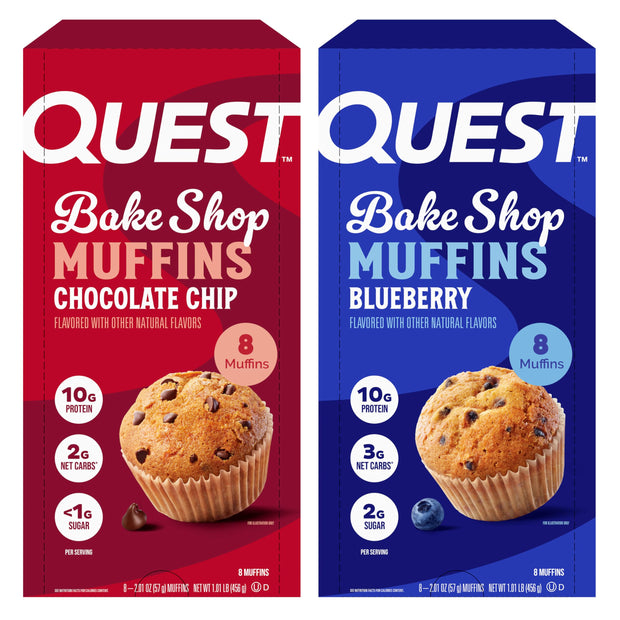 Quest Nutrition Blueberry Muffin, 10g Protein, 3g Net Carb, 2g Sugar, Protein Snack, 8 Count