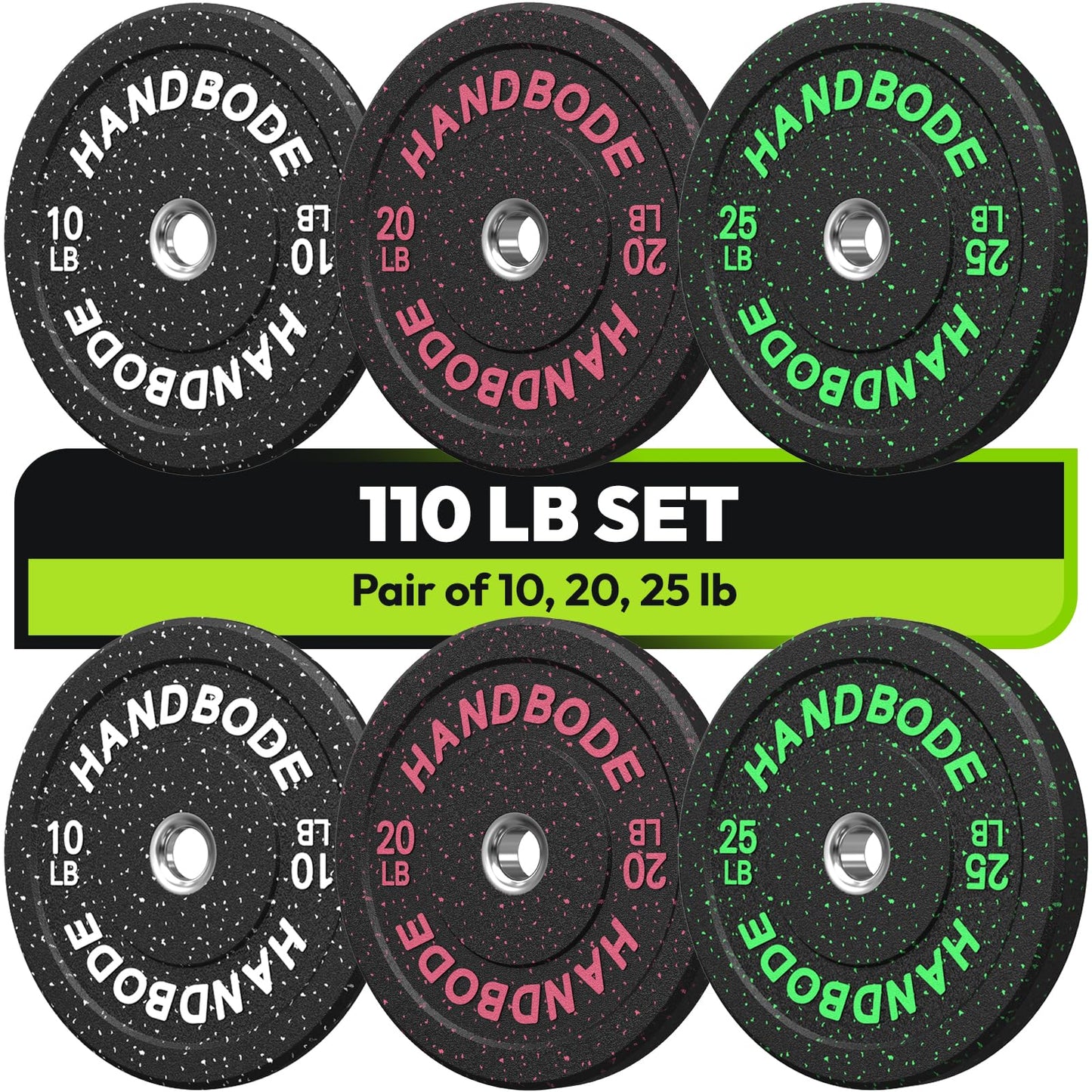 2-Inch Bumper Plates High Bounce, Olympic Weight Plate Set 45/100/160/190/260/300lb, Barbell Weight Plates Set for Home Gym, Colored Weights Rubber Strength Training Plate for Weight Lifting