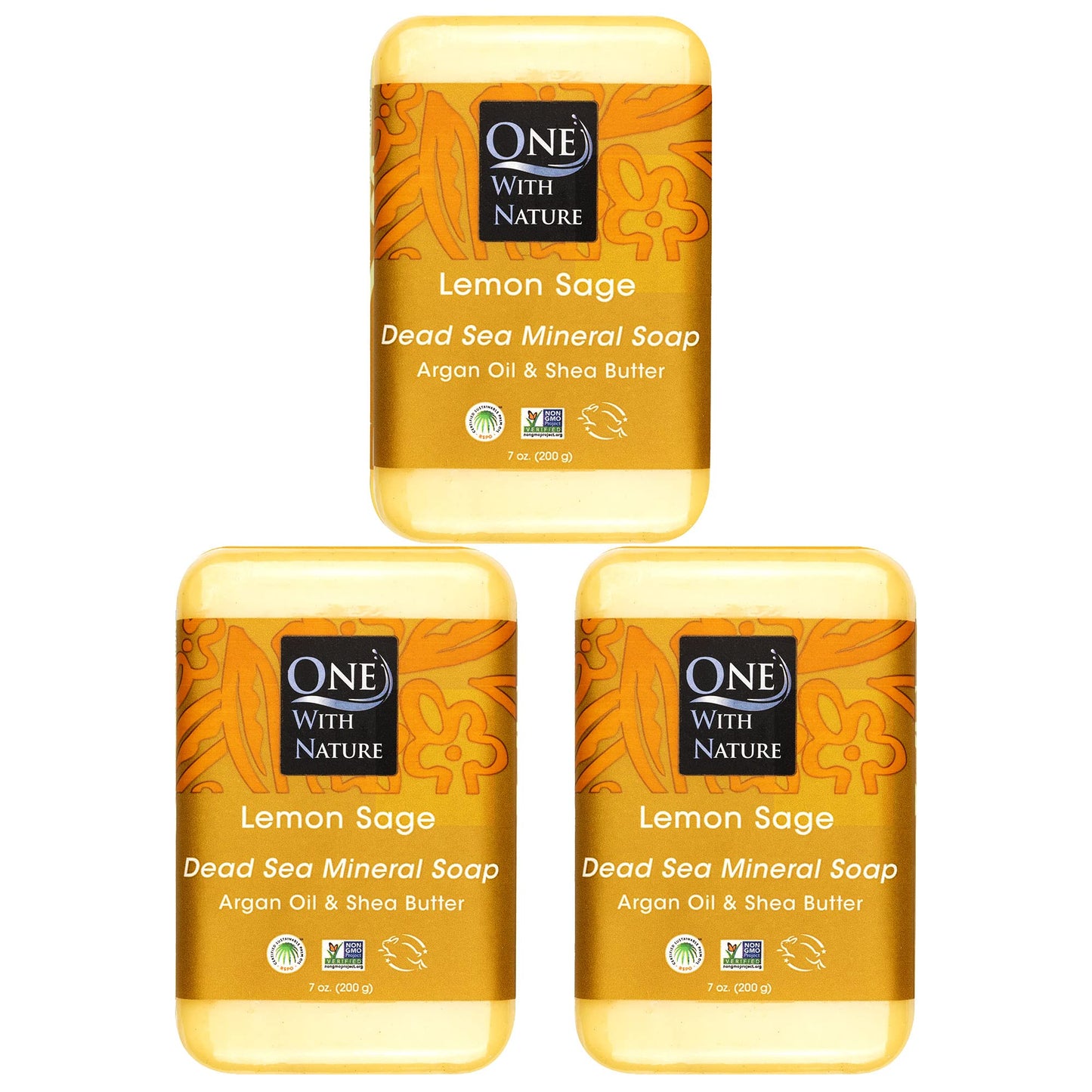 One With Nature Activated Charcoal Soap 4oz 6-Pack Gift Box – Detoxifying and Exfoliating Charcoal Soap Bar with Dead Sea Salt for Face & Body, for Men & Women
