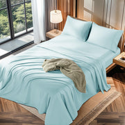 LBRO2M 100% Cotton 1200 Thread Count King Size Sheets Set Deep Pocket Up to16 inches, Bed Sheet 4 Piece (White, King)