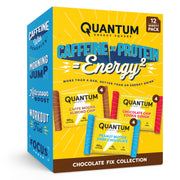 Quantum Energy Square: Energy Bar with Caffeine & 10g Protein. Delicious Healthy Snack On The Go. (Vegan, Gluten-free, Soy-free, Dairy-free) (Variety 12-Pack)