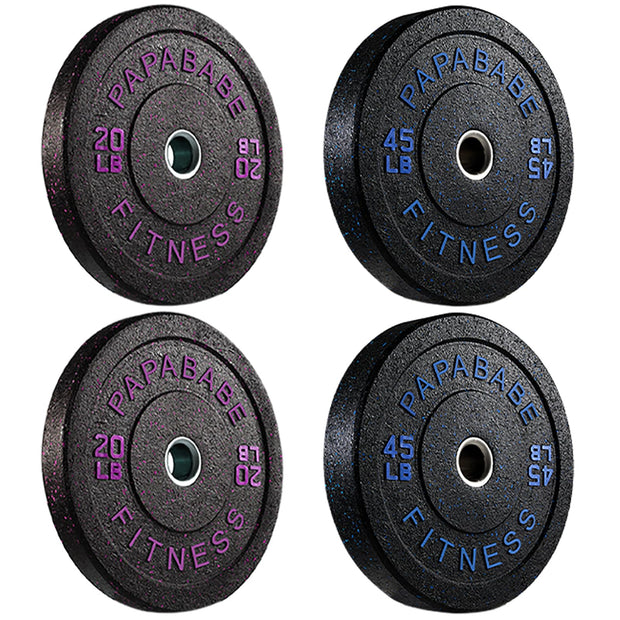 Papababe Weight Plates, 2-Inch Weights Plates Set, Floor Protective Rubber Weight Plates, 10-600lbs Bumper Plates for Barbell Strength Training & Weightlifting (Single/Pair/Full Set)