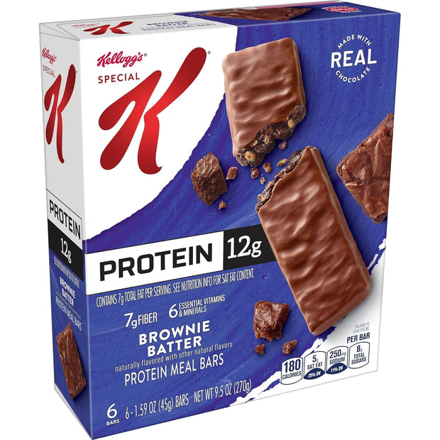 Special K Bar Protein Meal Bars, 12g of Protein, Good Source of Fiber, Brownie Batter (6 Boxes, 36 Count)