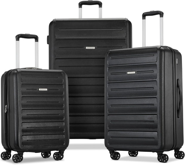 Westridge Hardshell Luggage Set - 3 Piece Set - 20" Carry-On, 24” & 28” Checked Luggage Set with 360° Spinner Wheels - Expandable Suitcases for Extended Travel - Durable ABS Shell - Black