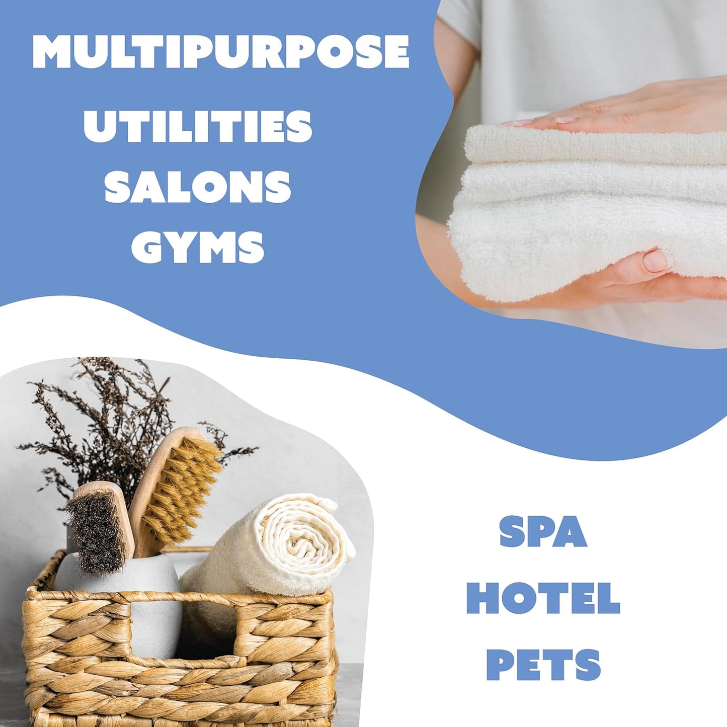 12 Piece White Cotton Polyester Blend Terry Towels, 20in x 40in, Multi-Purpose, for Hotel, Commercial, & Home Use, Soft, Lightweight, Absorbent, & Fast Drying Bath Towels for Pool, Gym, or Spa