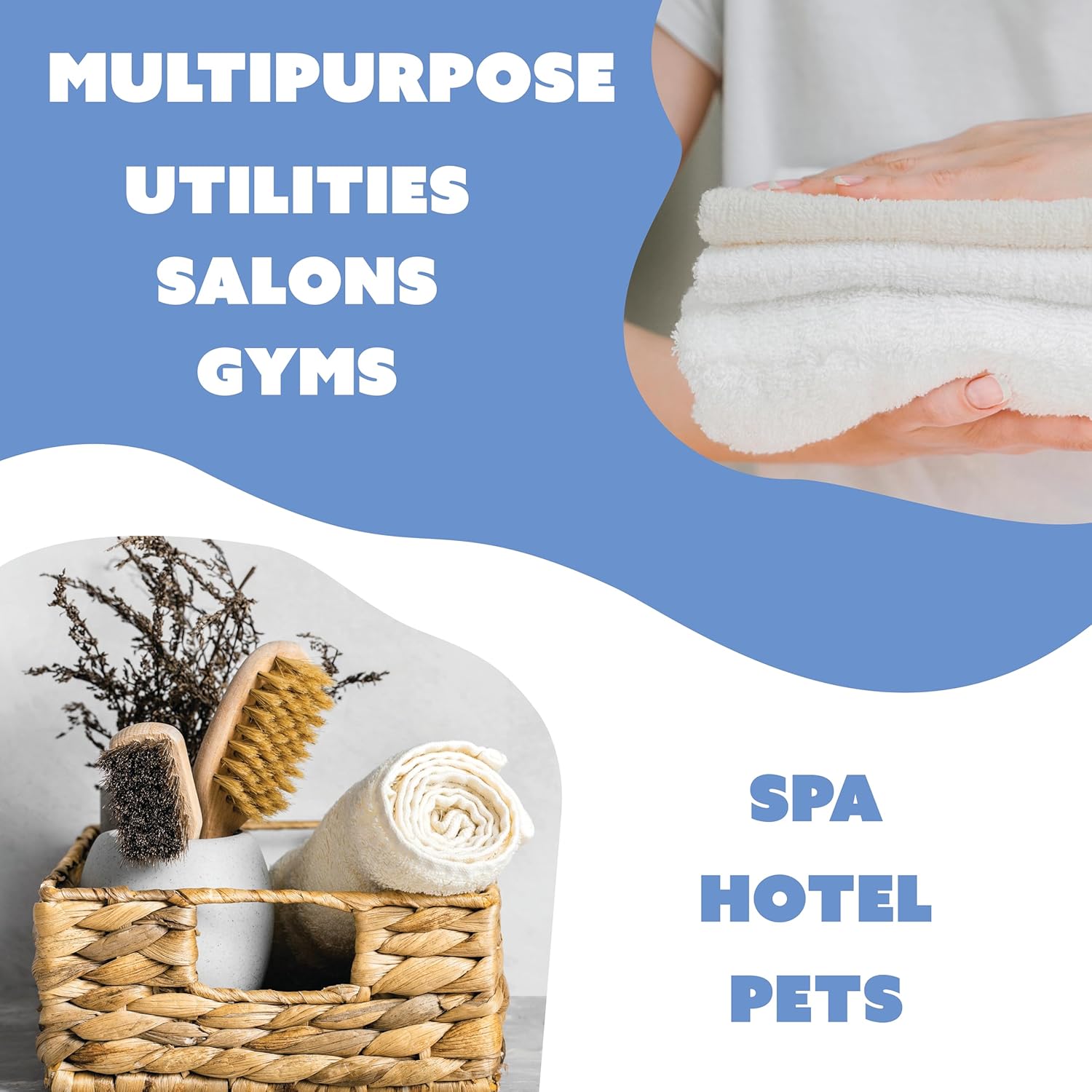 12 Piece White Cotton Polyester Blend Terry Towels, 20in x 40in, Multi-Purpose, for Hotel, Commercial, & Home Use, Soft, Lightweight, Absorbent, & Fast Drying Bath Towels for Pool, Gym, or Spa