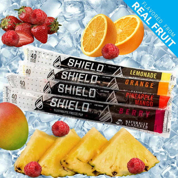 SHIELD Electrolyte Healthy Freeze Pops (3fl.oz) Variety of Natural Flavors from Real Fruit, Clear No Dyes No Artificial Sweeteners, Great Tasting Electrolyte Hydration (36 count)