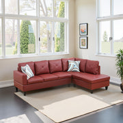 Sectional Couch 103.5" L Shaped Couch Comfy Futon Bed Upholstered Faux Leather 3 Pieces Living Room Furniture Sets with Ottoman and High Density Sponges for Living Room, White