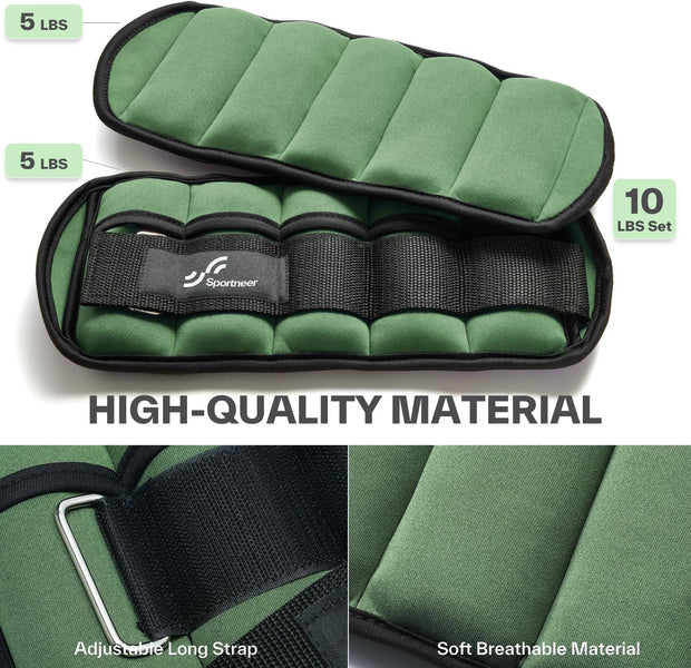 Sportneer Adjustable Ankle Weights 1 Pair 2 4 6 8 10 Lbs Leg Weight Straps for Women Men, Weighted Ankle Weights Set for Gym,Fitness, Workout,Walking, Jogging,1-5 lbs Each Ankle, 1 Pair 2-10 lbs