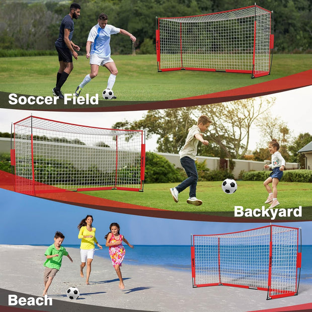Portable Soccer Goal, Detachable 12x6 FT Soccer Goals Net for Backyard, Quick Setup Training Equipment with 1 Carry Bag, 1 Football, 12 Training Cones