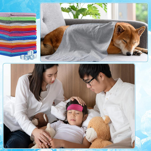 Maitys 500 Pack Cooling Towels for Neck and Face Bulk, 32 x 12 Inch Microfiber Ice Chilly Cold Sports Towel Breathable Workout Rags for Hot Weather Gym Yoga Golf Beach Running