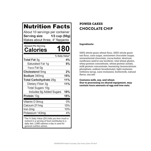 Kodiak Cakes Power Cakes Variety Pack - Protein Pancake Mix Just Add Water - 100% Whole Grain Flapjack and Protein Waffle Mix - Buttermilk (2, 20oz) and Chocolate Chip (1, 18oz) Pancake Mix Bulk