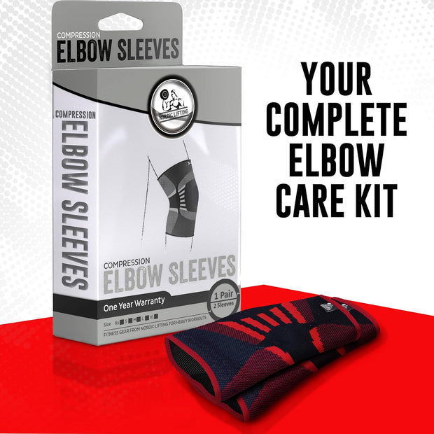 Nordic Lifting Elbow Compression Sleeves (1 Pair) – Support for Pain Relief, Tendonitis, Golfer’s & Tennis Elbow Recovery