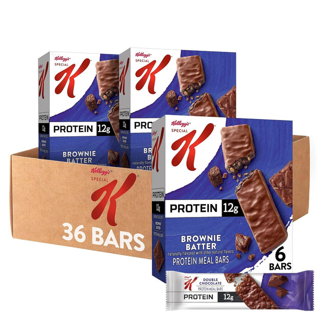 Special K Bar Protein Meal Bars, 12g of Protein, Good Source of Fiber, Brownie Batter (6 Boxes, 36 Count)