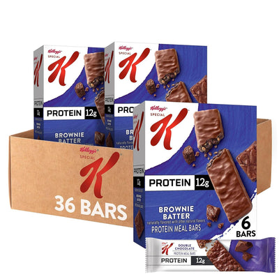 Special K Bar Protein Meal Bars, 12g of Protein, Good Source of Fiber, Brownie Batter (6 Boxes, 36 Count)