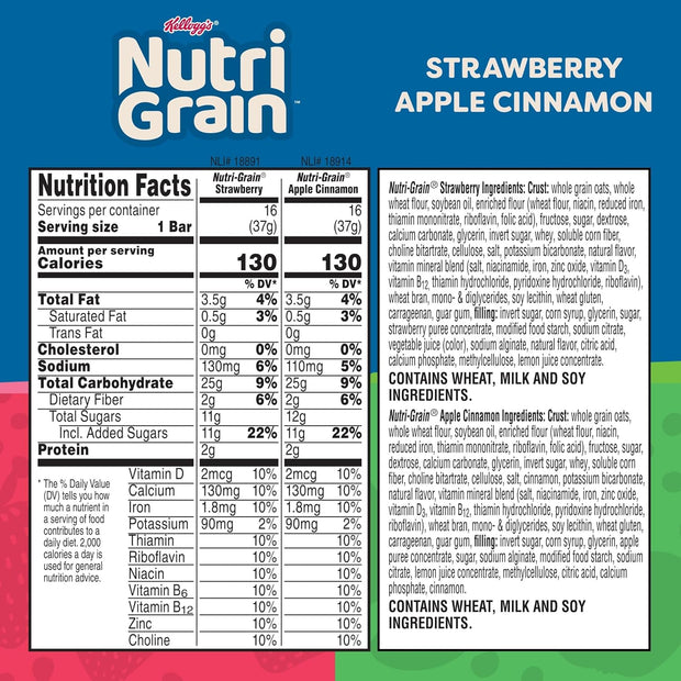 Nutri-Grain Breakfast Bars, Made with 10g Whole Grains, Snack Bars, Variety Pack (3 Boxes, 48 Count)
