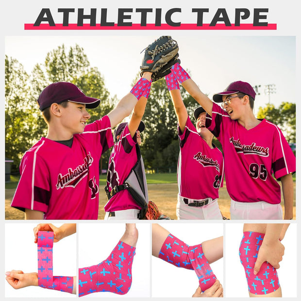 TrelaCo 1 Pcs Wrist Tape Baseball Cross Athletic 2in x 23ft Cotton Cross Wrist Tape Serrated Edges for Fingers Ankles Injury Wrap, Football Baseball Hockey Soccer (White)