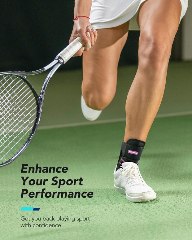 Quick Lace Up Ankle Brace for Women Men with Removable Side Splints, Adjustable Ankle Support for Sprained Ankle Injury Recovery, Ankle Stabilizer for Basketball Volleyball Tennis, 1 Unit