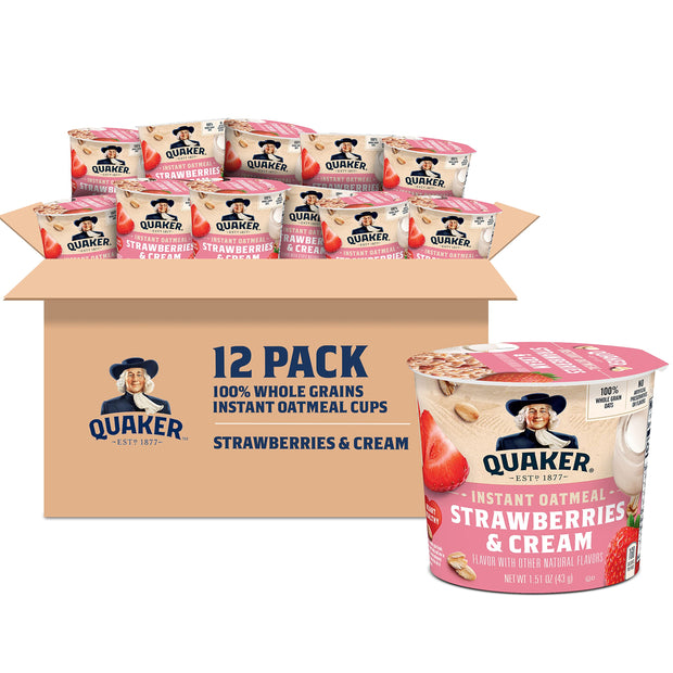 Quaker Instant Oatmeal Express Cups, Apples & Cinnamon, 1.51 Ounce (Pack of 12)