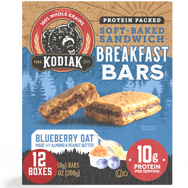 Kodiak Cakes Crunchy Granola Protien Snack Bars, Cookie Butter, High Protein, 100% Whole Grains, 12 boxes with 6 pouches (144 bars)