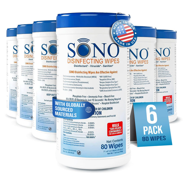 SONO Disinfecting Wipes - Alcohol-Free, No Bleach, Medical-Grade I Multi-Surface Cleaning for Home, School, Office, Hospital, Gym I Gentle on Electronic Devices I Everyday Use I 80 CT