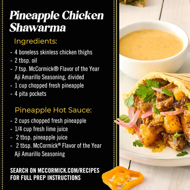 McCormick Seasoning, Aji Amarillo, 2025 Flavor of the Year, Blend of Tropical & Smoky Notes with Medium Chile Heat, For Seafood, Fish, Veggies, Poultry, Sauces, Salsa, and More, 2.11 oz
